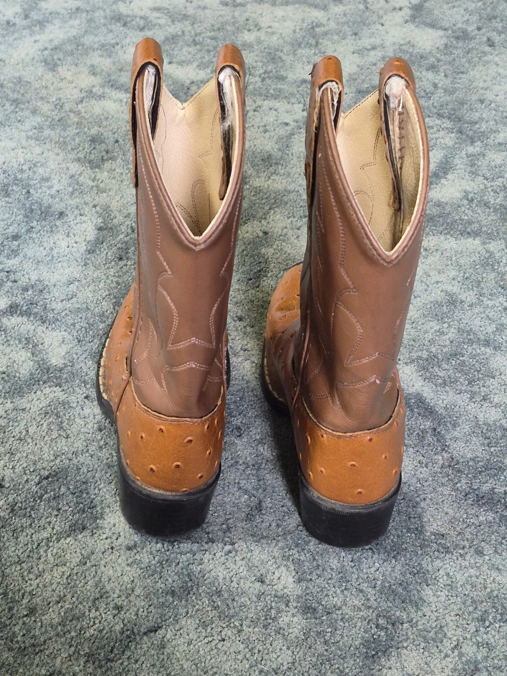 Old West Brown and Tan Kids Western Cowboy Boots Size 13 D